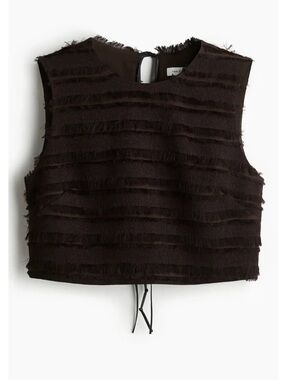 H&M Edition Brown Fringe Trimmed Top